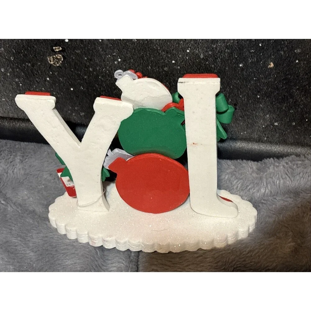 Ashland Hand Painted Christmas Figurine Red White Green Resin Candy Stripe Matte
